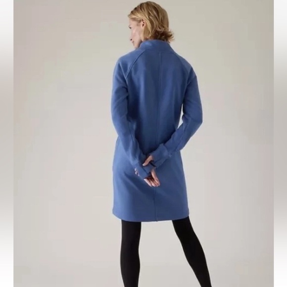 Athleta Cozy Karma Fleece Lined Sweater Dress with Pockets in Teal size XS - Picture 2 of 14